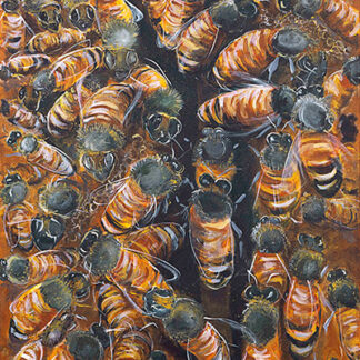 Acrylic painting of the inside of the beehive