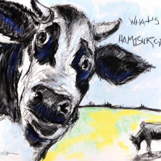Charcoal painting of cow