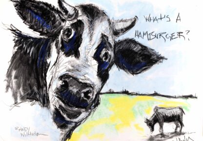 Charcoal painting of cow