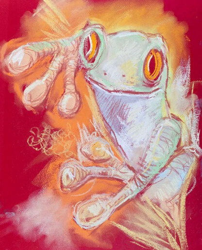 Pastel drawing of frog